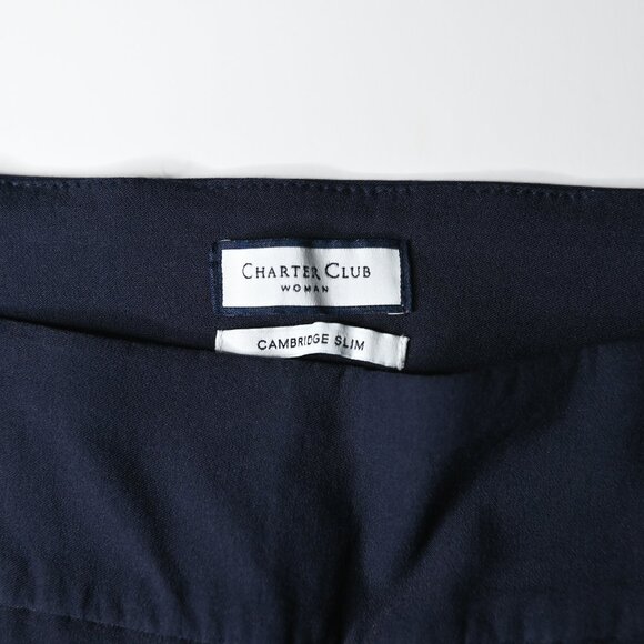 CHARTER CLUB Woman Navy Cambridge Slim Pull On Pants - Size 14W - Picture 7 of 9